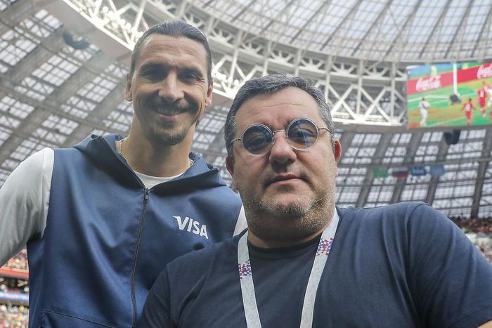 Mino Raiola and Zlatan Ibrahimovic at the 2018 World Cup