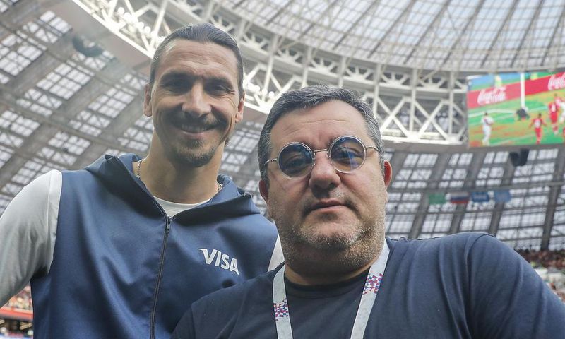 Mino Raiola and Zlatan Ibrahimovic at the 2018 World Cup