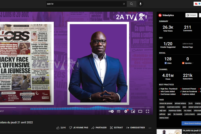 Ahmed Aïdara sur YouTube