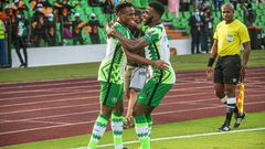 Nigeria celebrating 3-1 win against Sudan