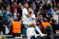 Benzema celebrates with Rodrygo Goes on Tuesday night