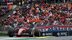 Charles Leclerc (Ferrari) a remporté ce dimanche le Grand Prix d’Autriche en devançant Max Verstappen (Red Bull) et Lewis Hamilton (Mercedes) PHOTO  JOE KLAMAR - AFP