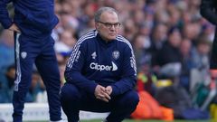 Marcelo Bielsa watches Leeds play Tottenham at Elland Road