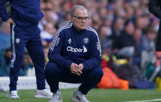 Marcelo Bielsa watches Leeds play Tottenham at Elland Road