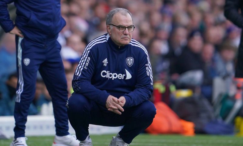 Marcelo Bielsa watches Leeds play Tottenham at Elland Road