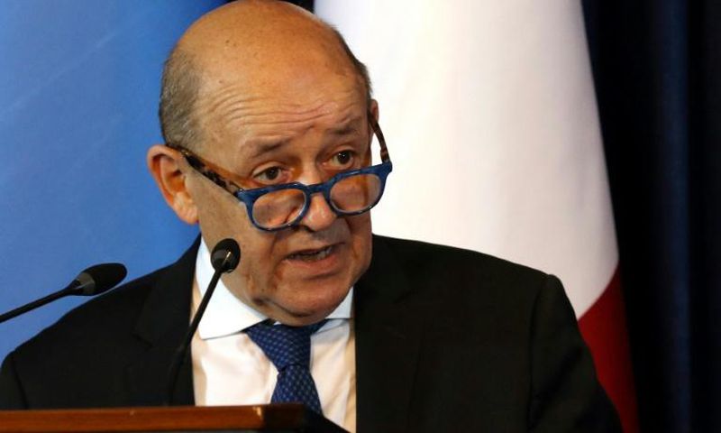 French Foreign Minister Jean-Yves Le Drian (pictured July 17, 2020) slammed China's treatment of ethnic and religious minorities in the country as "unacceptable" and said Paris condemns the actions
