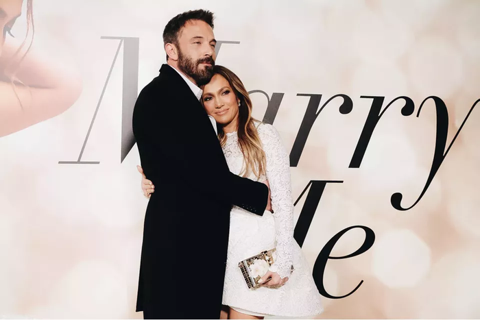 Ben Affleck et son épouse Jennifer Lopez lors de la projection de 'Marry Me', à Los Angeles, le 8 février 2022 © Getty Images