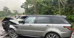 Voiture d'Onana après le terrible l'accident
