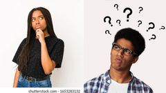 Confused man and woman