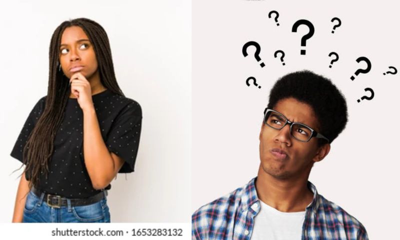 Confused man and woman