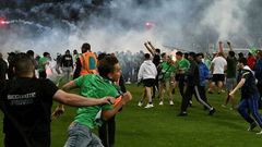 Incidents apres le match de barrage As Saint Etienne vs Auxerre