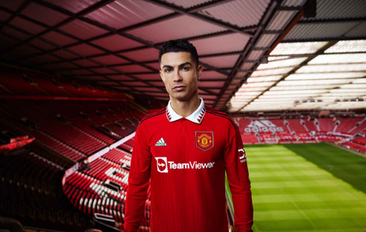 Cristiano Ronaldo models new Manchester United home jersey