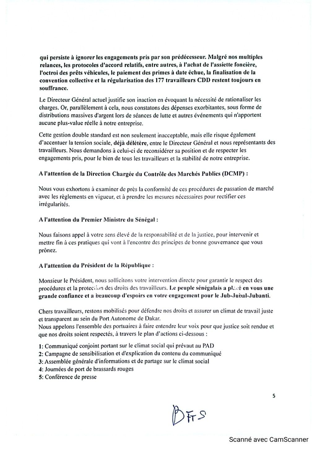 COMMUNIQUE INTERSYNDICALE PAD