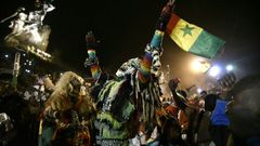 Senegal supporters celebrate in Dakar after the Lions beat Egypt in the Africa Cup of Nations final