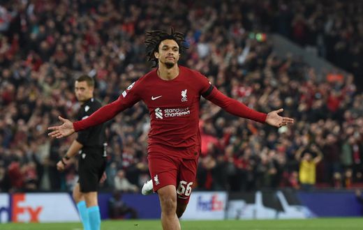Trent Alexander Arnold opened the scoring in the first half for Liverpool against Rangers in the UCL