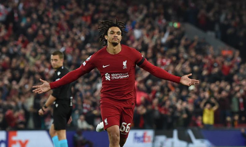 Trent Alexander Arnold opened the scoring in the first half for Liverpool against Rangers in the UCL