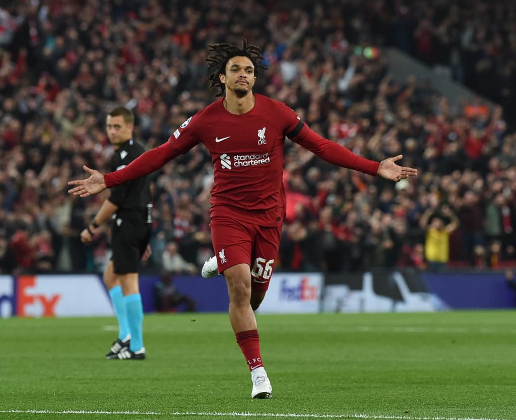 Trent Alexander Arnold opened the scoring in the first half for Liverpool against Rangers in the UCL