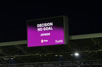 VAR rules out a goal for Ben Mee of Brentford during the Premier League match between Brentford and Liverpool on January 2, 2023.