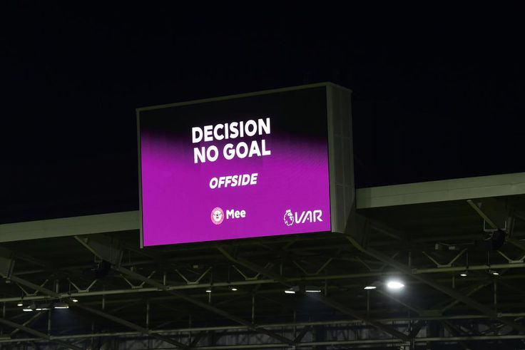 VAR rules out a goal for Ben Mee of Brentford during the Premier League match between Brentford and Liverpool on January 2, 2023.