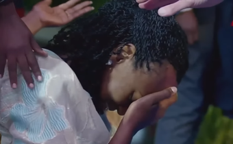 Patience Rwabwogo, President Yoweri Museveni’s daughter was visibly distressed and sobbing uncontrollably at a Benny Hinn crusade in Kampala