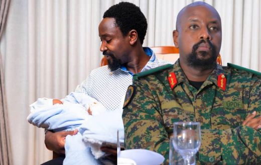 Kyabazinga with the twins and Gen Kainerugaba