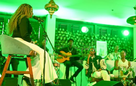 Iryn Namubiru during the filming of the episode