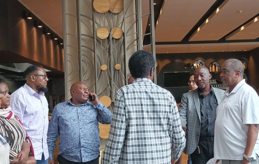 Friends of Sudhir Ruparelia gathered at Speke Resort to commiserate with the family (photo by Andrew Irumba)