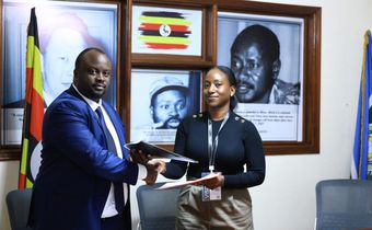 PACEID’s Matthew Bagonza and Masheda Foods Limited’s Sherina Nabakooza Ainembabzi after signing the MoU