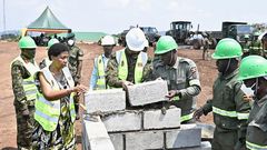 CDF Gen Muhoozi Kainerugaba at the launch of the construction of joint headquarters of UPDF and Ministry of Defence and Veteran Affairs