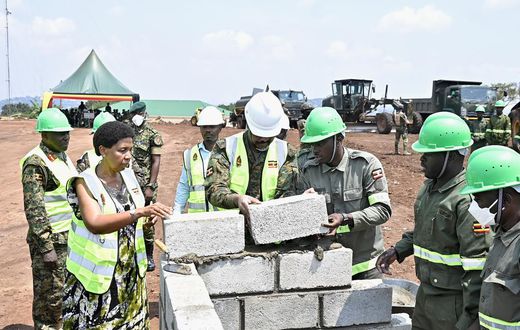 CDF Gen Muhoozi Kainerugaba at the launch of the construction of joint headquarters of UPDF and Ministry of Defence and Veteran Affairs