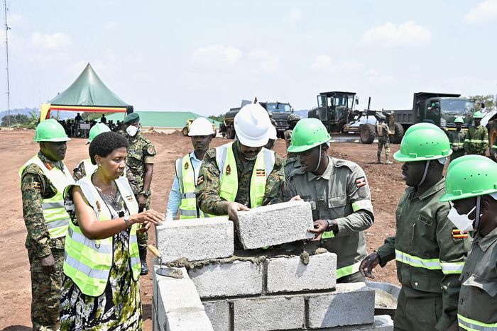 CDF Gen Muhoozi Kainerugaba at the launch of the construction of joint headquarters of UPDF and Ministry of Defence and Veteran Affairs