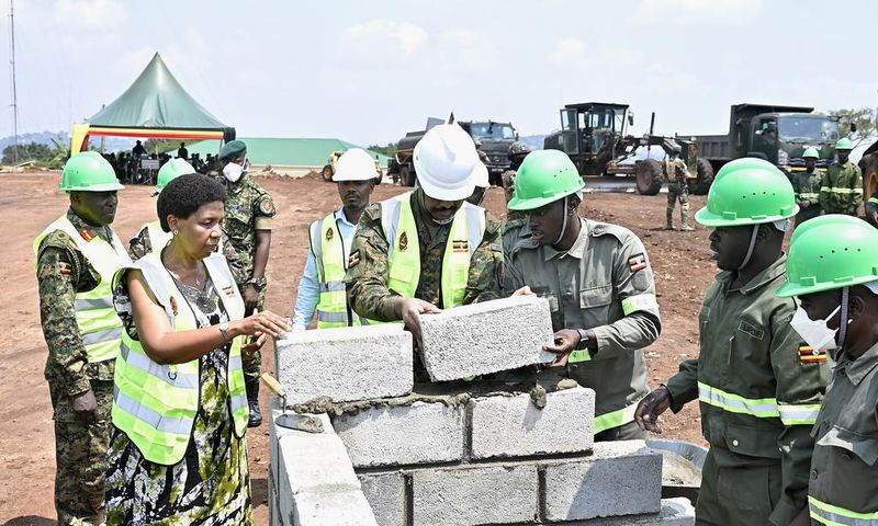 CDF Gen Muhoozi Kainerugaba at the launch of the construction of joint headquarters of UPDF and Ministry of Defence and Veteran Affairs