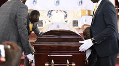 The body of Joseph Tamale Mirundi at the requiem mass / courtesy