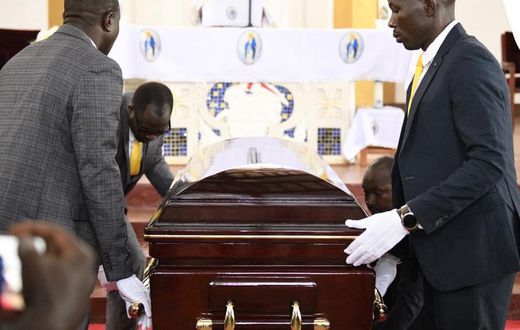 The body of Joseph Tamale Mirundi at the requiem mass / courtesy
