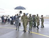 Gen. Muhoozi Kainerugaba touched down at Kigali International Airport earlier today