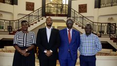 Matilda Babuleka  Marketing Manager Beer portfolio, Omukama of Tooro, Dr Oyo Nyimba Kabamba Iguru Rukidi 1V, Andrew Kilonzo the Managing Director of UBL and Edgar Kihumuro Brand Manager of Pilsner Lager