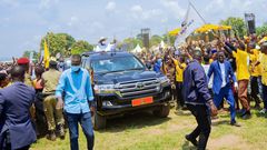 President Museveni arrives at the thanksgiving event