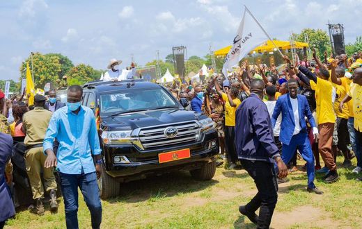 President Museveni arrives at the thanksgiving event