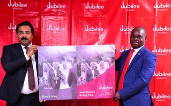 Sumit Guarav, CEO of Jubilee Life Insurance and Dan Musiime, CEO of Jubilee Health Insurance during the campaign launch