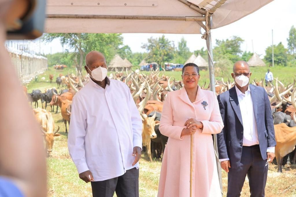President Museveni poses with Speaker Among and her husband