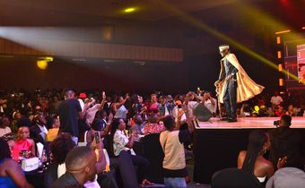 Jose Chameleone pictured on stage as fans cheer on