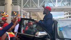 Bobi Wine arrived in Chicago on Friday