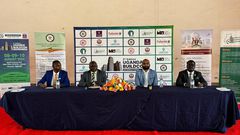 The Builcon expo organisers addressing the press