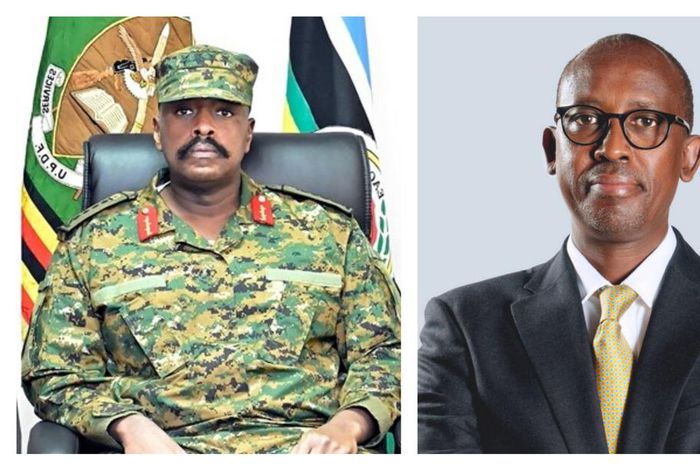 Gen Muhoozi Kainerugaba and his brother-in-law Odrek Rwabwogo