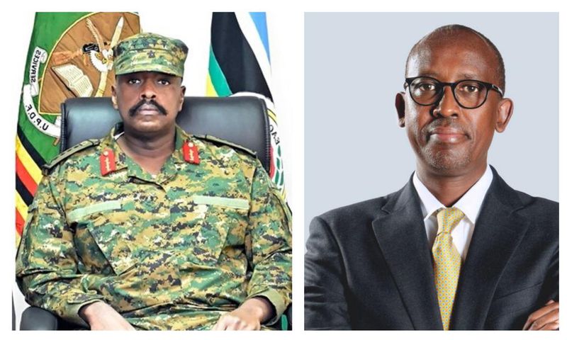 Gen Muhoozi Kainerugaba and his brother-in-law Odrek Rwabwogo