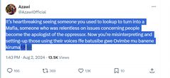 Azawi's post on X