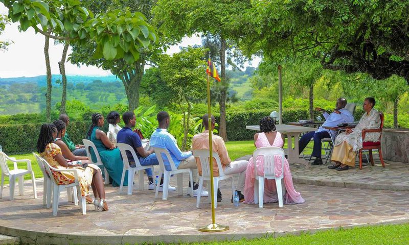 President Yoweri Museveni, his wife Janet and their grand children