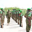 Lt. Gen. Sam Kavuma was accorded a guard of honour by UPDF troops at the ATMIS headquarters