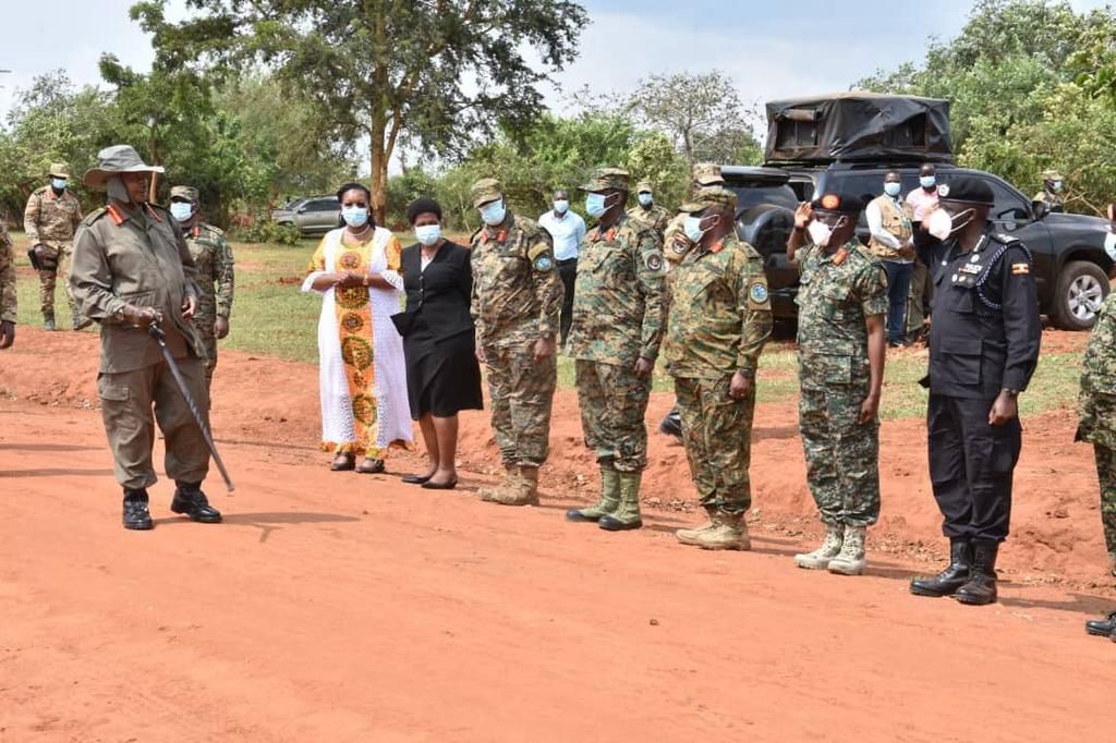 President Museveni arriving at the military traning school