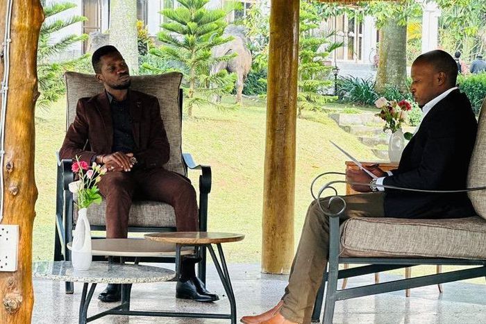 Bobi Wine speaking to NTV